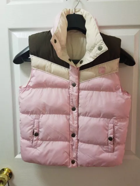 O'NEILL Women' Reversible Vest Pink & White with Brown Detail Sz S