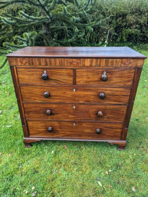 Superb Antique George Iii Inlaid Mahogany Drawers Mother Of Pearl - Delivery Ava