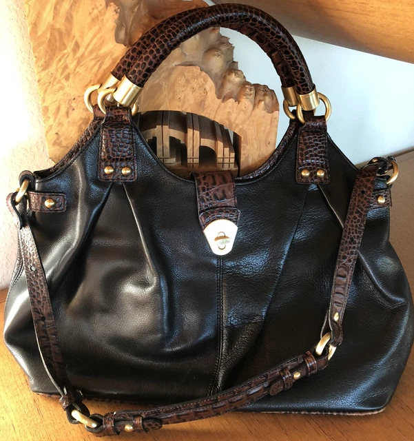 BRAHMIN ELISA COCOA Melbourne Satchel Convertible w Strap