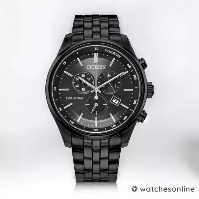 Citizen Eco-Drive Men's Chronograph Date Indicator Black Watch 42MM AT2145-86E