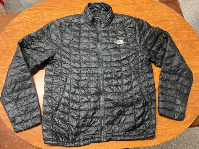 Mens Used The North Face Black Thermoball Zip Up Puffer Jacket Large