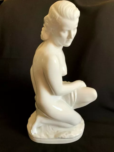 Herend Porcelain White Large Nude Girl Figurine Artist Signed 5719