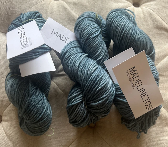 Lot 3 Skeins Madelinetosh Hand Dyed Yarn, Tosh Vintage Superwash Well Water Wool