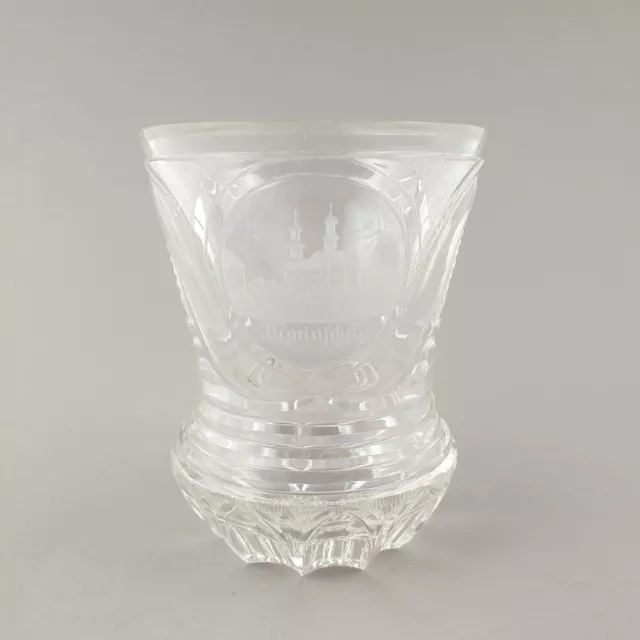 Biedermeier - vue - verre gobelet BILLET MARIAS / Bohosudov en République tchèque 19ème