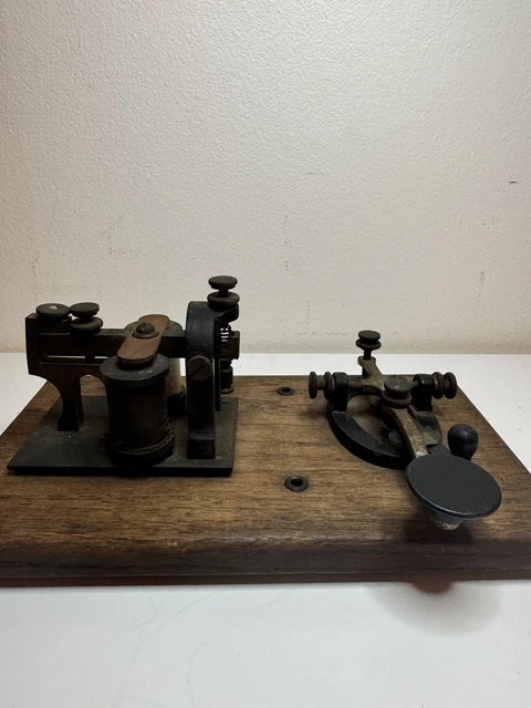 ANTIQUE TELEGRAPH KEY & Sounder MORSE CODE Signal Electric £113.17 ...