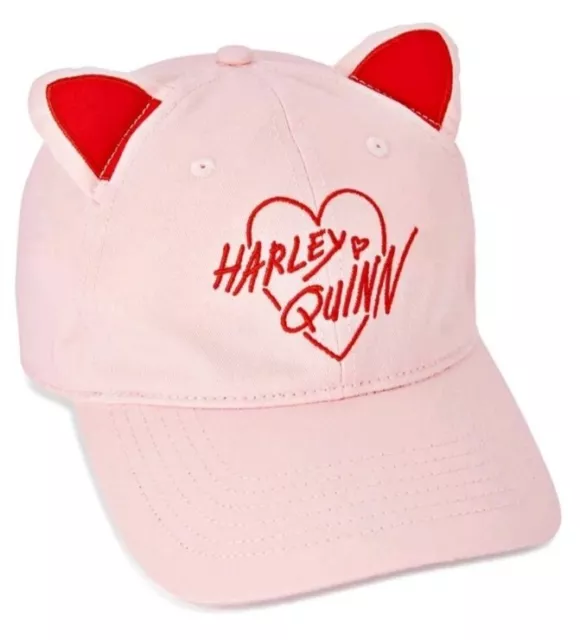 DC COMICS BIRDS OF PREY HARLEY QUINN CAT EARS PINK STRAPBACK BASEBALL CAP BNiP