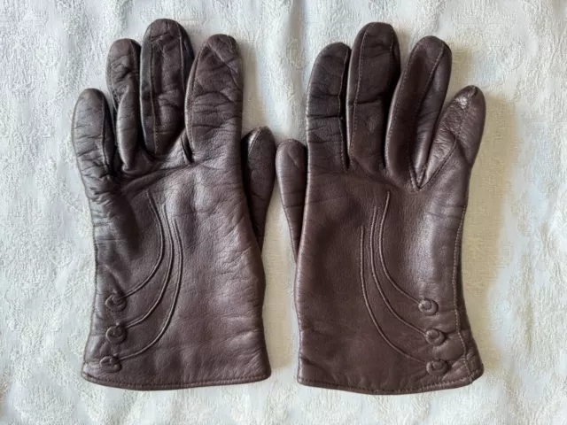 Vintage Leather Gloves Brown Soft Delicate Very Small Made In England