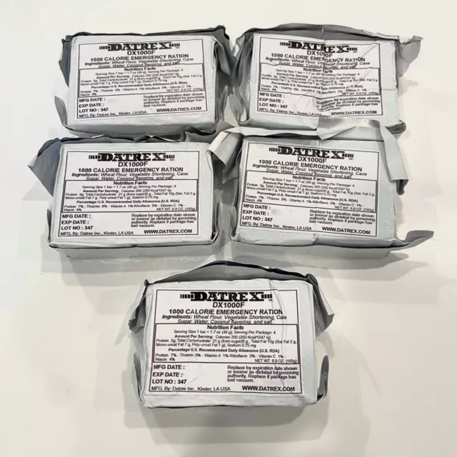 DATREX 5 Rations survie 1000 Calories Tactique Ration Bushcraft Kayak Urgence