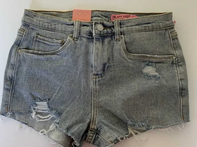 Blank NYC The Mini Barrow Vintage High Rise Shorts Girls Size 14 Blue .