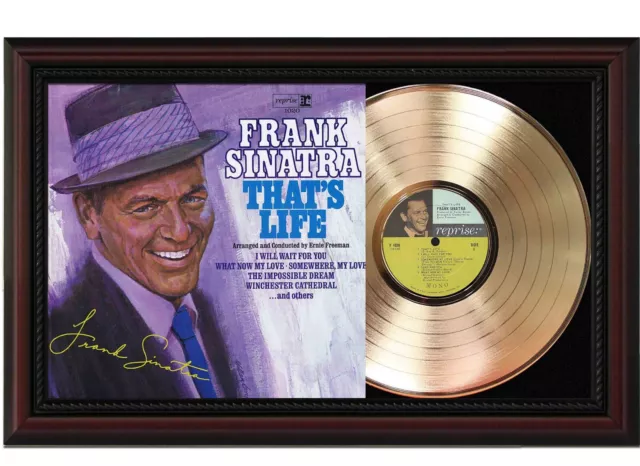Frank Sinatra Thats Life  Cherry wood Reproduction Signature Record Display "M4"
