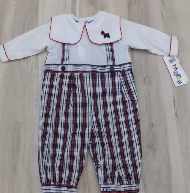 NEW Vintage Alexis White & Red Jumpsuit SZ 9 Months Made In USA
