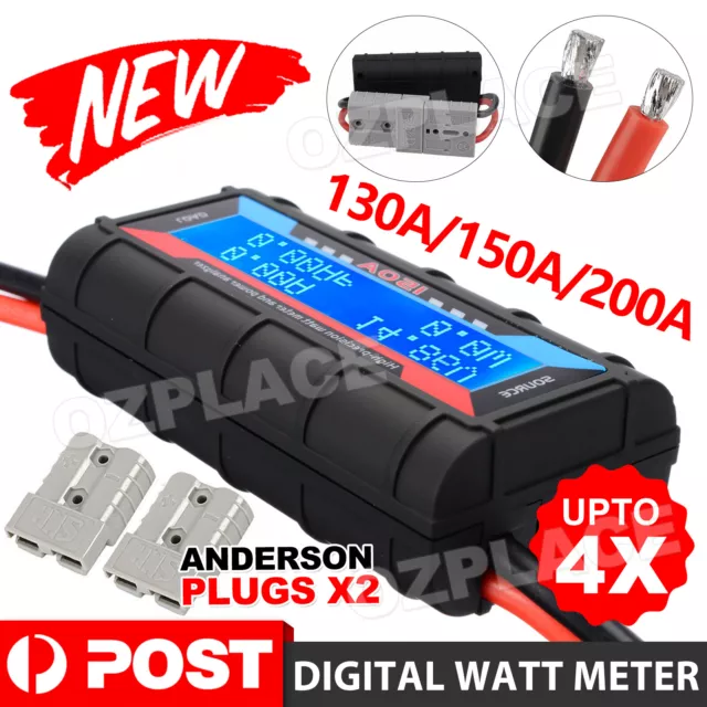 150/200A Digital LCD Watt Meter Power Analyzer Solar Caravan Anderson Plug Tool