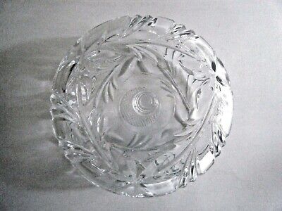 Round Pressed Clear Glass Trinket Jewelry Box Candy Dish Made In Italy