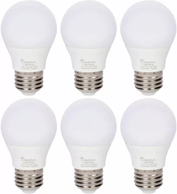 [6 Pack] LED A15 Refrigerator 4W 120V 40W Equivalent Bulbs E26 5000K Daylight