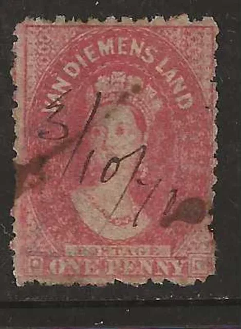 ( LOT 388 ) TASMANIA - VAN DIEMEN'S LAND: 1864 ONE PENNY stamp scan in used.