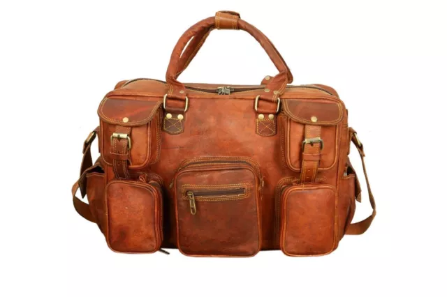 Men Genuine Leather Air Cabin Gym Duffel Bag Travel Weekender Overnight Luggage