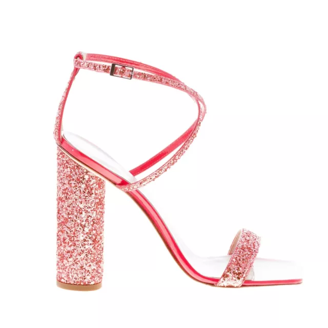 GIUSEPPE ZANOTTI DESIGN women shoes Vampiro Pink glitter leather sandal heel