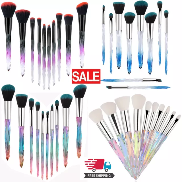 MakeUp Brushes Set 10Pcs Crystal Handle Set Powder Foundation Comestic Brush HOT