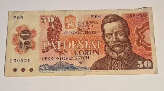 Tchécoslovaquie  - Billet 50 Korun 1987