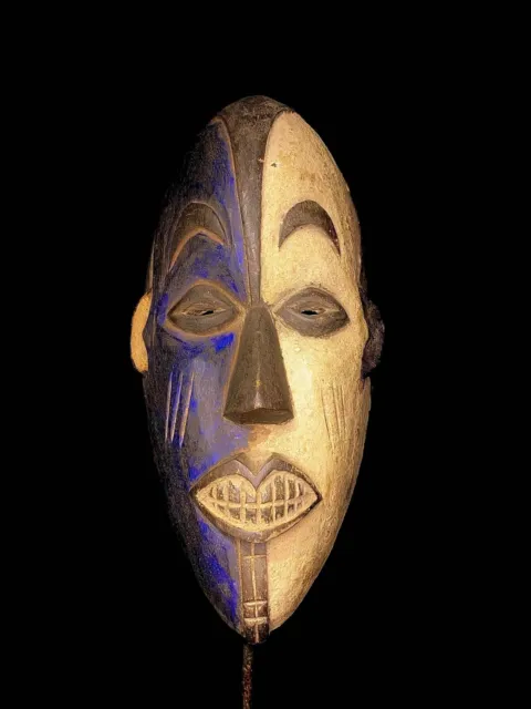 African Hand Carved and Painted Igbo Mmwo polychrome face mask-- 3119