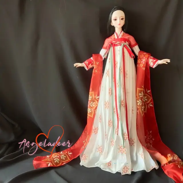 1/4 1/3 BJD Clothes Archaic Fairy Outfit Hanfu Embroidered Chiffon Chest Dress