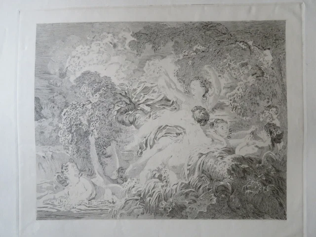 Gravure Originale Eugène Decisy – Mythologie, Nymphe, 1895, 53x45 Cm