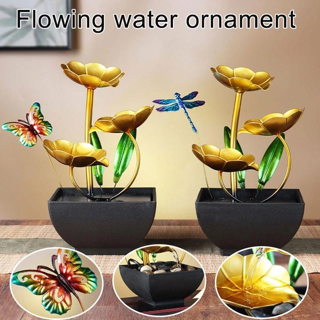 Fontana da scrivania 3 livelli interno foglia dorata relax fontane Wate 4R2E W4S0