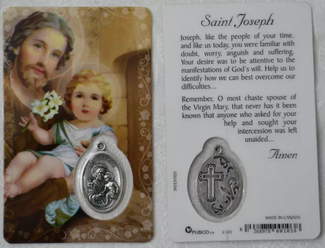 ST JOSEPH, Window Prayer Card & Charm, 54mm x 85mm, Inspirational