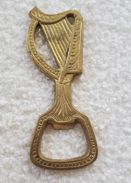 Solid Brass 'Harp' Bottle Opener By Liffey Artefacts-Made In Ireland-Nice Patina