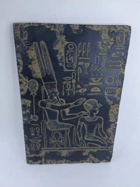 RARE ANTIQUE ANCIENT EGYPTIAN Stela God Amun Symbol Key of Life Hieroglyphic