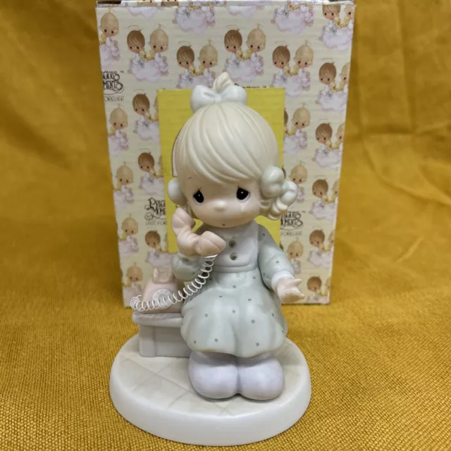 Precious Moments Figurine "Tell It To Jesus" # 521477 Girl Talking On Phone1989