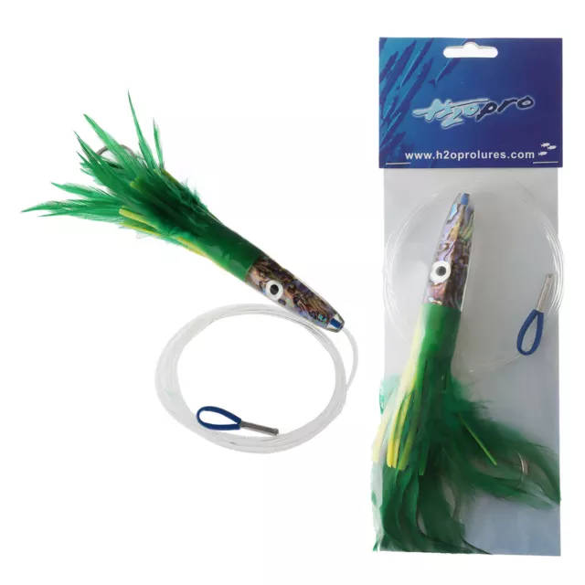 H2O PRO MEAN Machine Abalone Feather Albacore Tuna Lure 17cm - Rigged Green/Char  $29.39 - PicClick AU