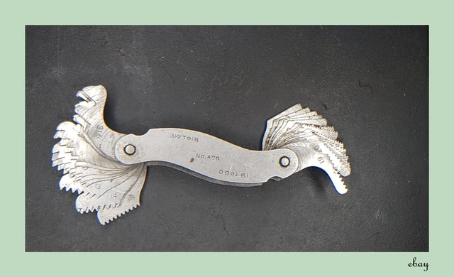 Vintage LS Starrett No 476 USA Whitworth Screw Pitch Thread Gauge and Foreign