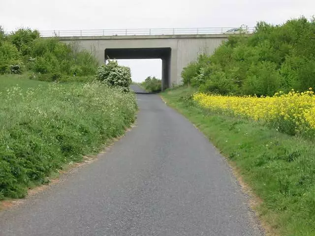 Photo 6x4 Napchester Road passes under the A256 Church Whitfield  c2007