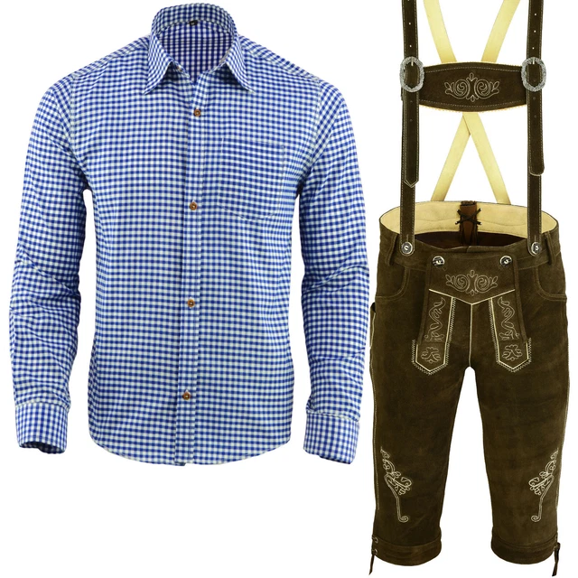 Trachtenset Trachten Set Herren Trachtenlederhose Hemd Trachten Set 46-62 LE2BH