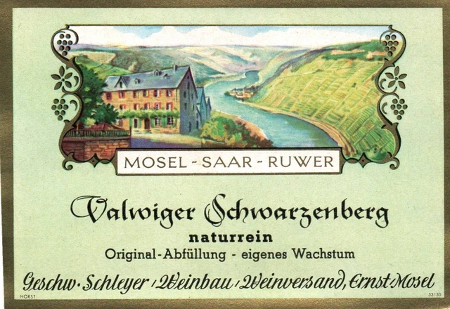 Lovely Scene Valwiger Schwarzenberg Mosel Saar Ruwer German Wine Label