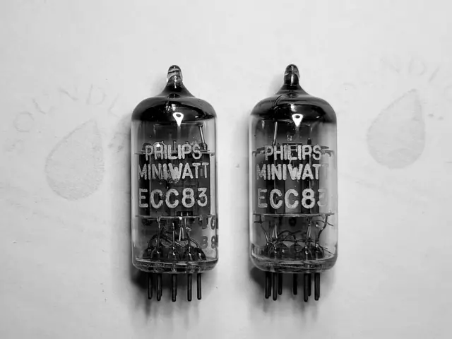 2x Mullard 12AX7 ECC83 Short Plates - Philips Label - Blackburn 1959 I61 - NOS