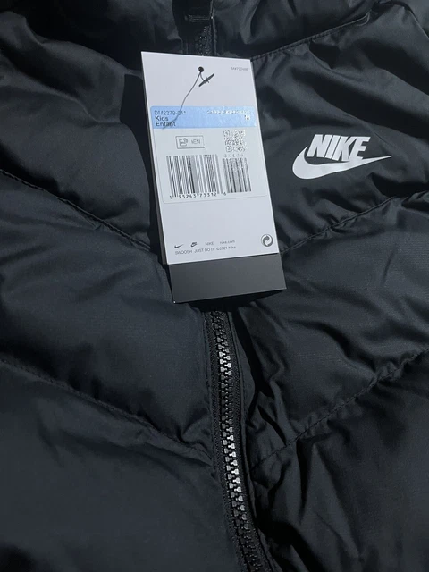Nike Sportswear Synthetic-Fill Hooded Black Boys Girls Fill Puffer Jacket Coat