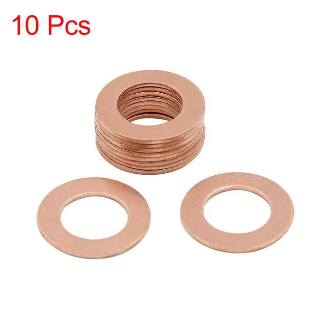12mm Inner Dia Copper Crush Washers Flat Car Sealing Gaskets Plate Rings 10pcs