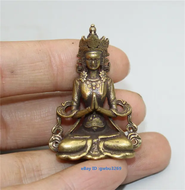 Chinese  pure brass small Tibetan Buddhism Bodhisattva Buddha Statue