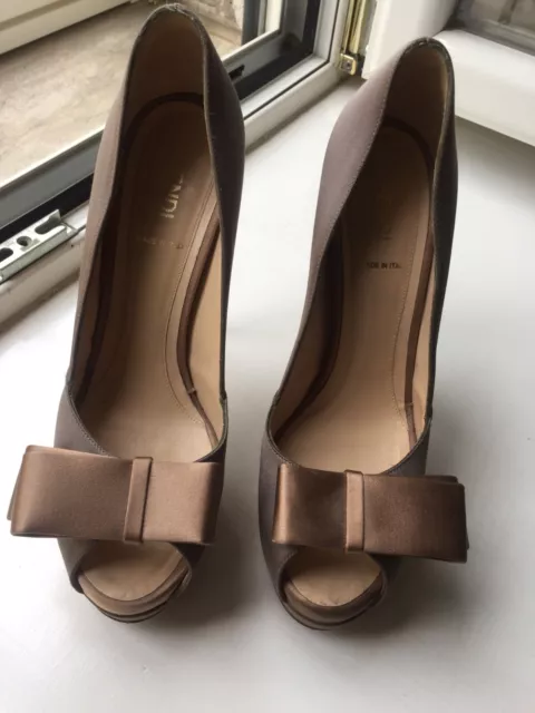 FENDI SCARPE RASO Donna Shoes Satin Women Misura 38 Italia Beige