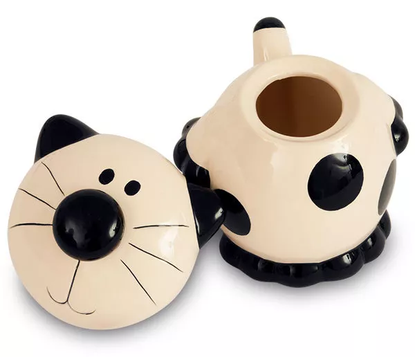 2Kewt Cat Ceramic Covered Sugar Bowl