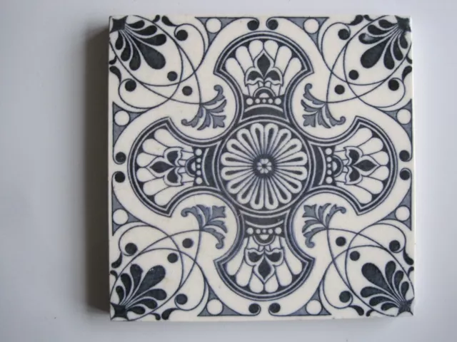 Antique Victorian 6” Pilkington Blue on White Aesthetic Print Tile #468 C1886