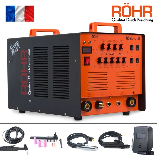 Röhr - Poste à souder à l'arc WSME-200-4 en 1 TIG/onduleur MMA - avec/sans 240 V