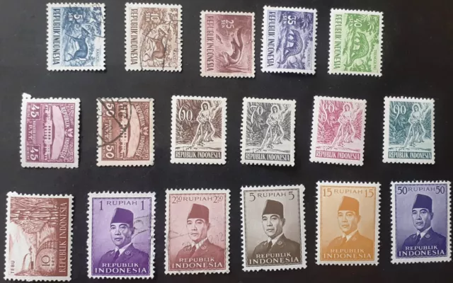 Indonesien 1951 1953 Ziffer, Ansichten, Präsident Sukarno bis 50 Rupien