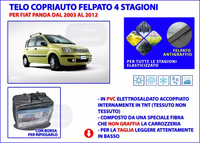 Telo Copriauto per Panda 169  dal 2004> copri auto felpato impermeabile PVC 2