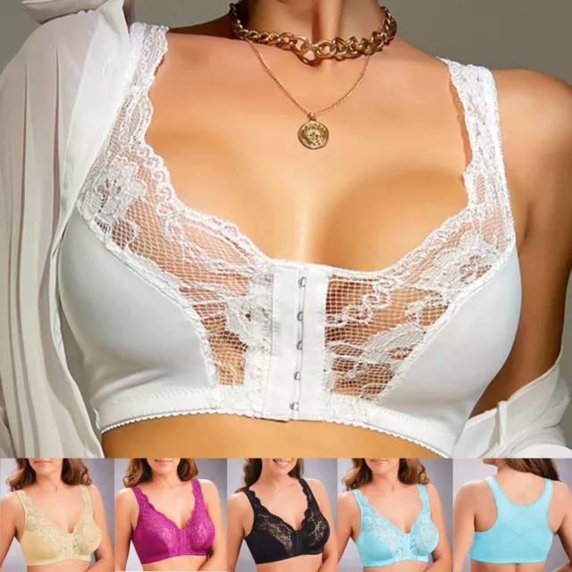 Front closure Bra Plus Size Women Bras Soft Plunge Lace Sheer Sexy Lingerie BHS