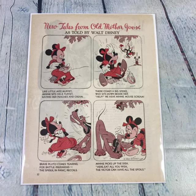 Vintage 1944 Print Ad Walt Disney Old Mother Goose Comic Magazine Advertisement