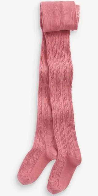 BNWT Next Baby Girls pink Cable Tights 0-6 Months