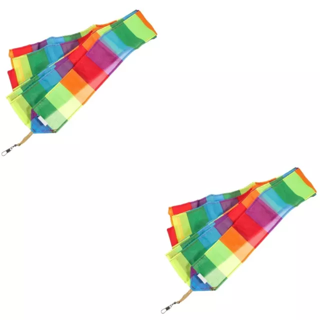 2 Count Kite Tail Chemical Fiber Cloth Flat Ribbon Eye Catching Rainbow